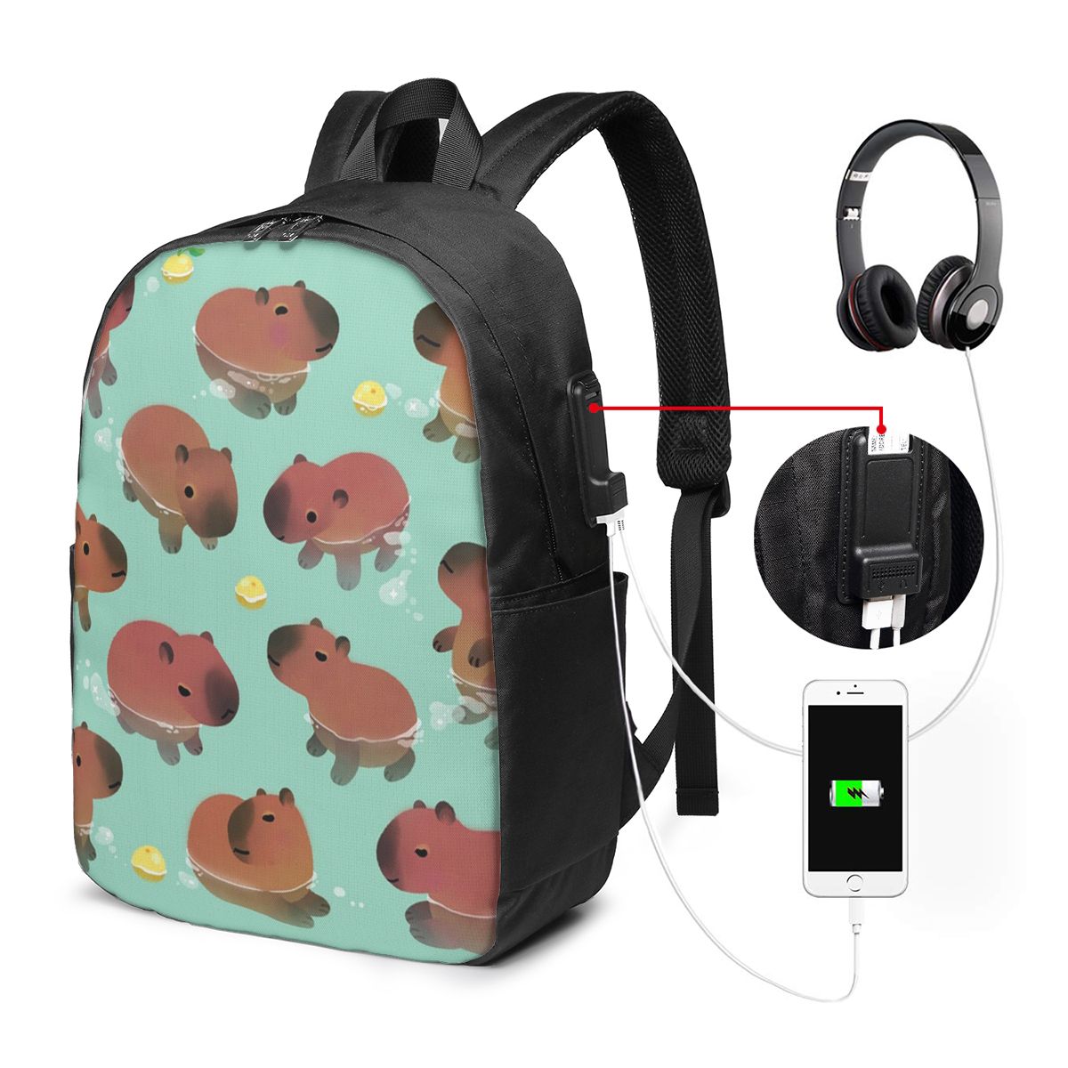 Women'S Bags - Tas Ransel Pola Hewan Capybara Tas