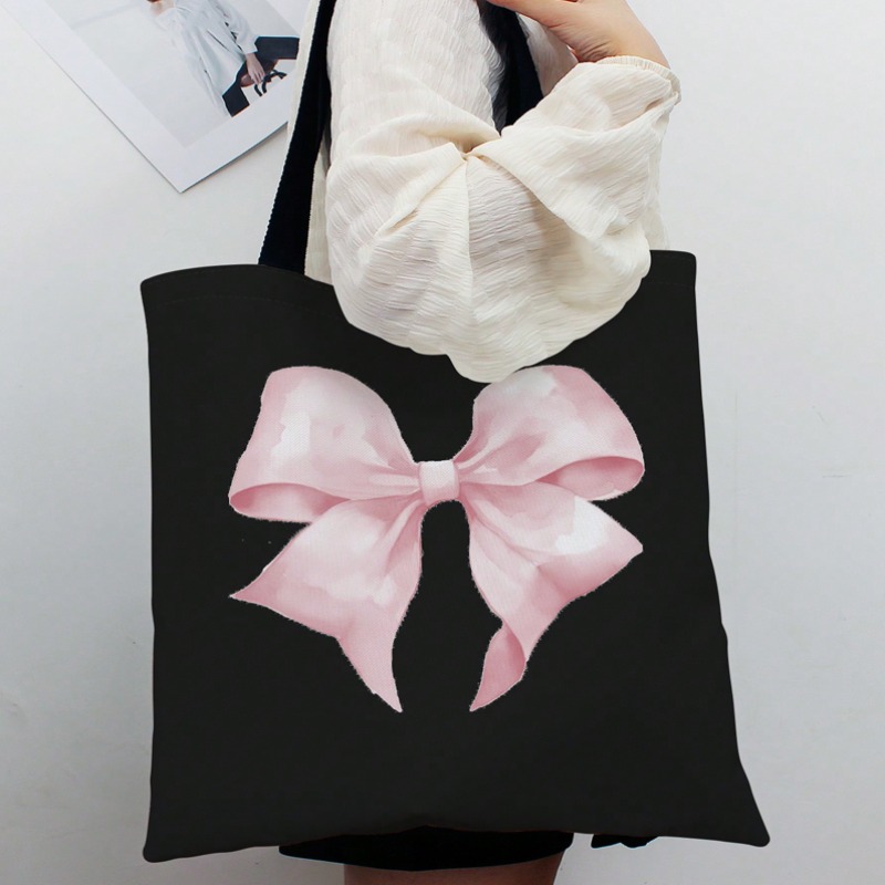Shopper Tote Canvas - ROMWE Tas Bahu Kanvas Pola Pita