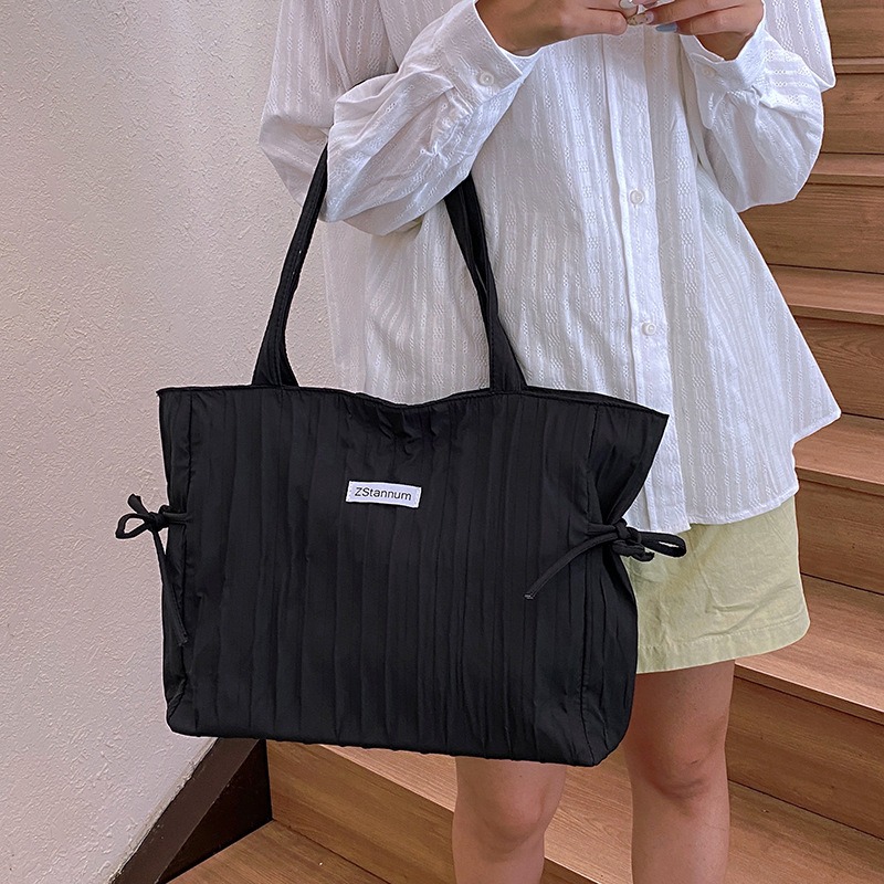 Women Bags For Office Use - Tas Tote Serut Nilon Bergaris Wanita