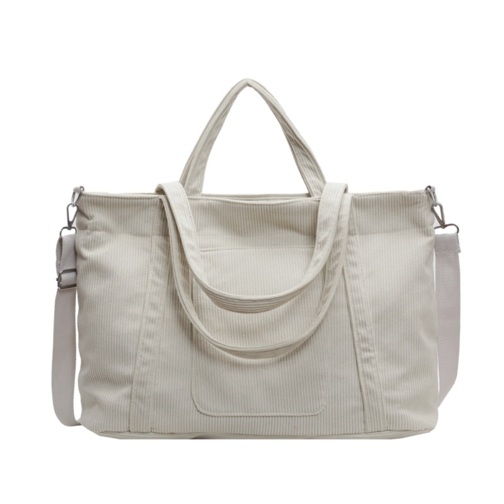 Shopper Tote Canvas - Tas Bahu Korduroi Warna Polos Kasual