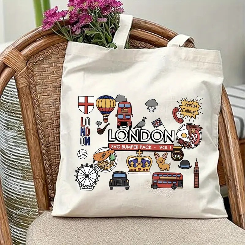 Women Bags Uk - Tas Tote Kanvas Grafis London UK,