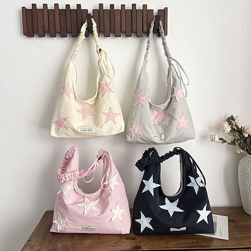 Women Bags For Office Use - Tas Tote Kanvas Bordir Bintang Korea