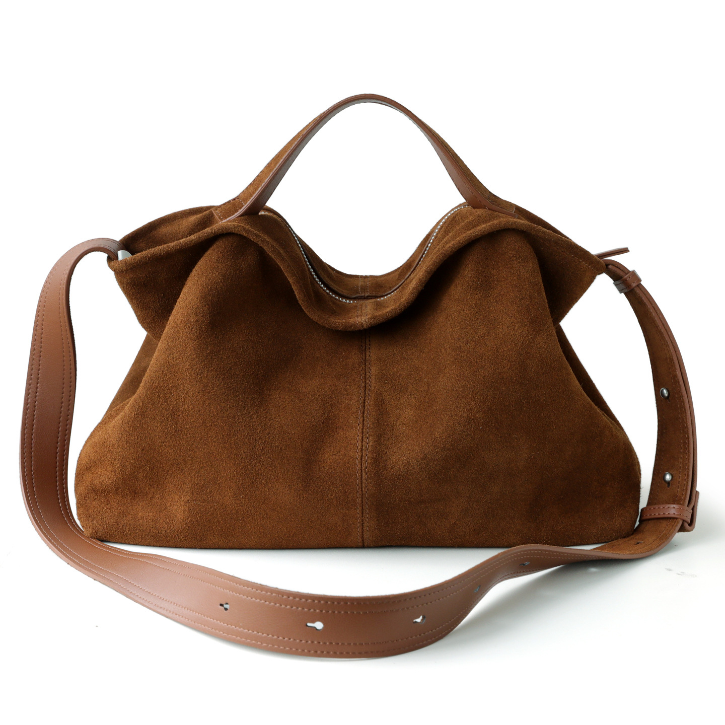 Hobo Bag Slouchy - Tas Tote Kulit Asli Suede untuk