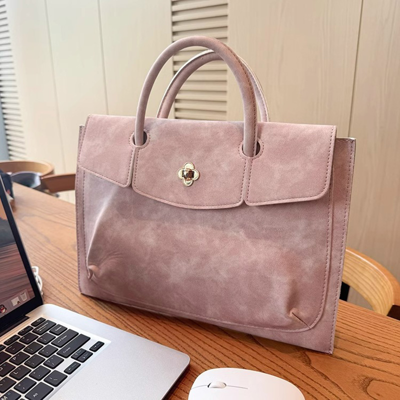 Women Bags For Office Use - Tas Laptop Tote Kulit PU Pink