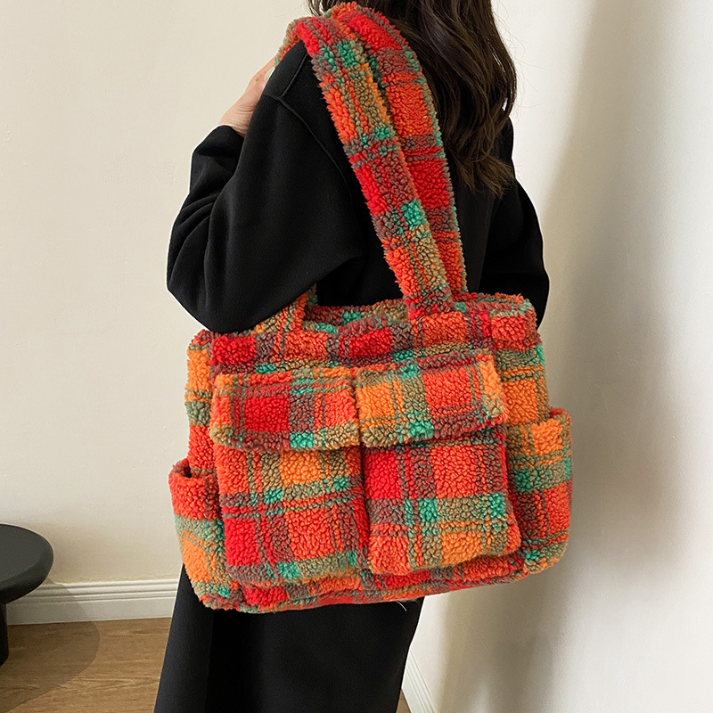 Women'S Tote Bags Designer - Tas jinjing bulu domba untuk wanita,