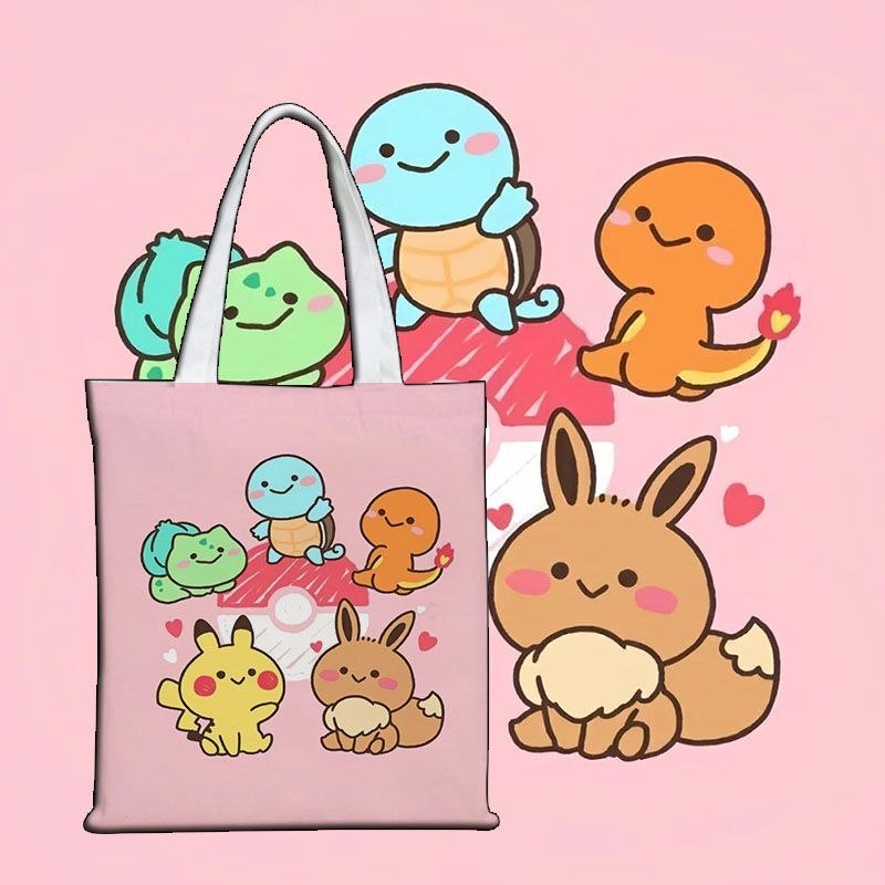Shopper Tote Canvas - Tas Kanvas Lucu Pokémon Tas Kanvas