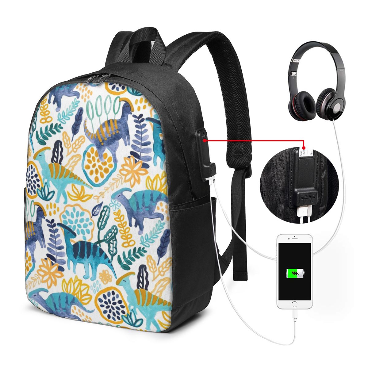 Women Bags Laptop - Gouache Parasaurolophuses Ransel Tas Notebook Travel