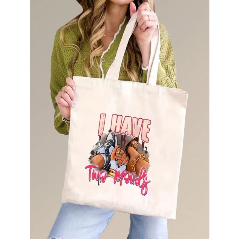 ROMWE Tas Bahu Kanvas Pola Pit - Shopper Tote Canvas ulasan dan harga