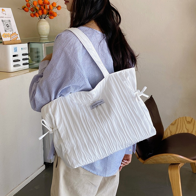 Tas Tote Serut Nilon Bergaris  - Women Bags For Office Use ulasan dan harga