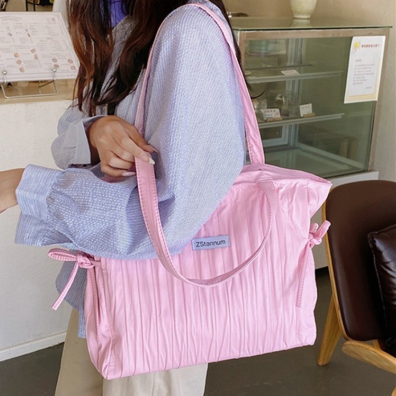 Tas Tote Serut Nilon Bergaris  - Women Bags For Office Use ulasan dan harga