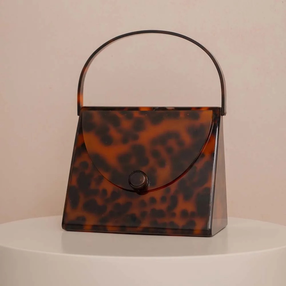 Tas Clutch Akrilik Motif Leopa - Tortoiseshell Bag Acrylic ulasan dan harga