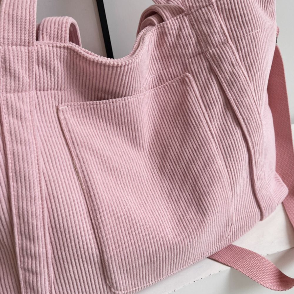 Tas Bahu Korduroi Warna Polos  - Shopper Tote Canvas ulasan dan harga