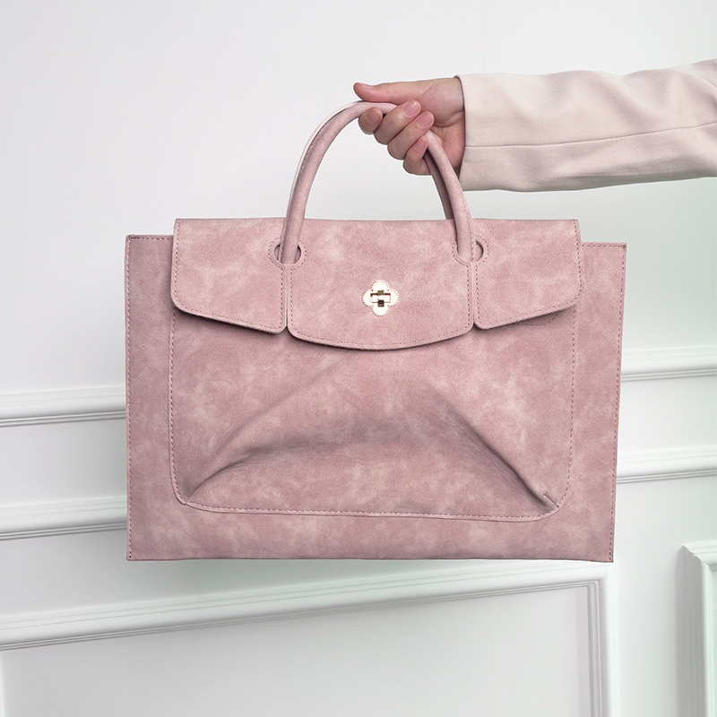 Tas Laptop Tote Kulit PU Pink  - Women Bags For Office Use ulasan dan harga