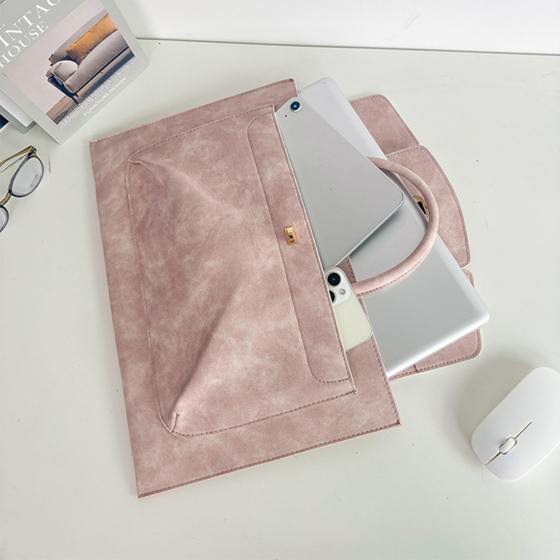 Tas Laptop Tote Kulit PU Pink  - Women Bags For Office Use ulasan dan harga