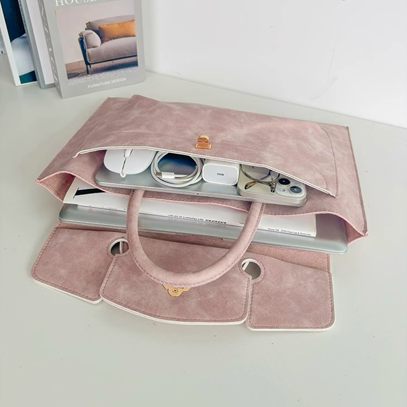 Tas Laptop Tote Kulit PU Pink  - Women Bags For Office Use ulasan dan harga