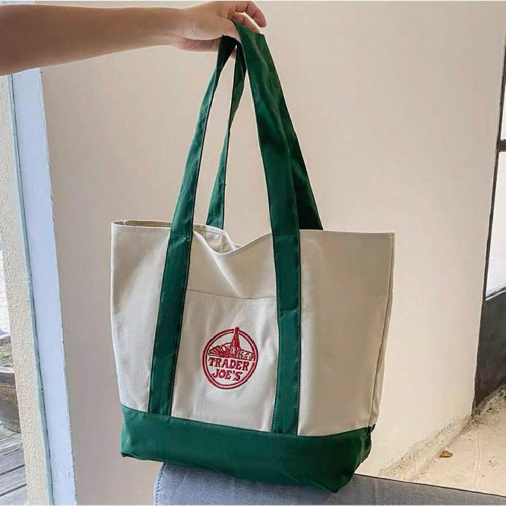 1PCS-Trader Joe Tas Belanja Be - Shopper Tote Canvas ulasan dan harga