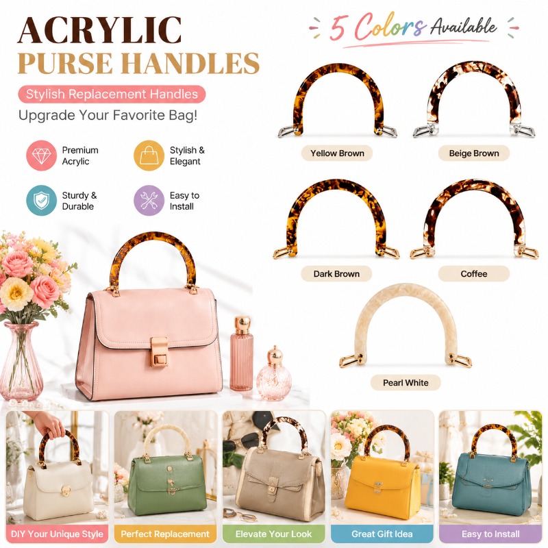 1/2/4 Buah Pegangan Tas Tangan - Tortoiseshell Bag Acrylic ulasan dan harga