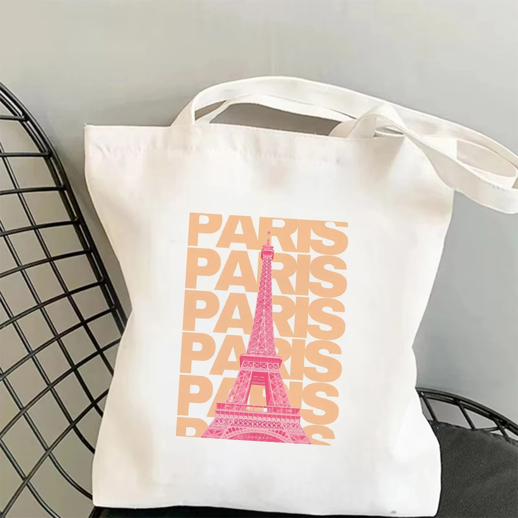 Tas Tote Grafis Menara Eiffel  - Shopper Tote Canvas ulasan dan harga
