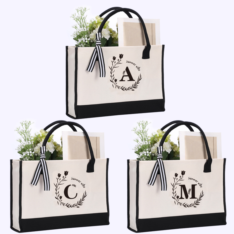 Tas jinjing bermotif huruf kul - Shopper Tote Canvas ulasan dan harga