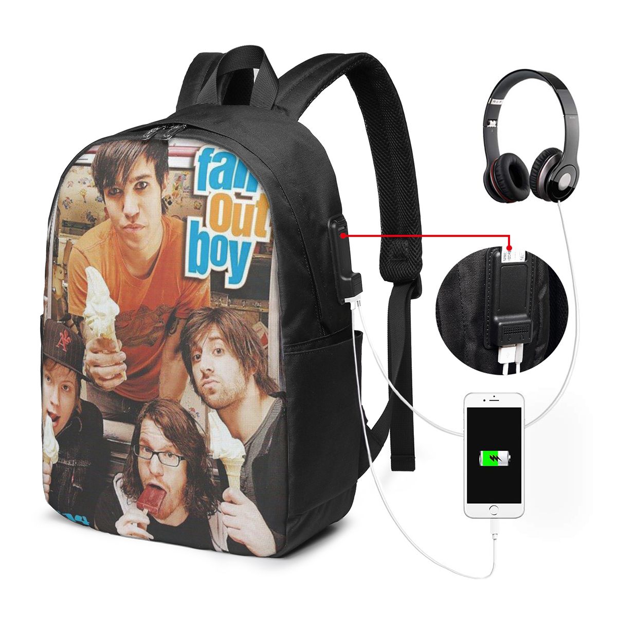Fall Out Boy Backpack Travel N - Women Bags Laptop ulasan dan harga